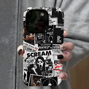Horror Movie Halloween Phone Case, Shockproof Rugged Cover Dual Layer Soft TPU Hard Bumper Hard Shell Design for iPhone 11 12 13 14 15 16 Pro Max Plus