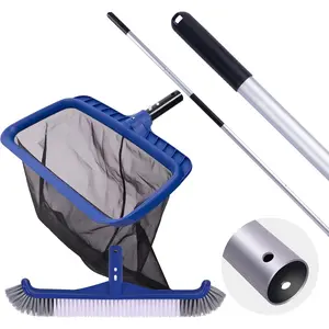 Pool Cleaning Kit, Including Pool Brush & Ultra Fine Mesh Pool Skimmer Net with Pole, Pool Net Skimmer & 17.5'' Pool Brush  with 10.5ft  Pool Pole, Pool Net and Brush with Pole