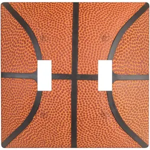 Double Toggle Light Switch Plate Cover Basketball Ball Sport Wall Decoration Outlet Covers for Rooms Store