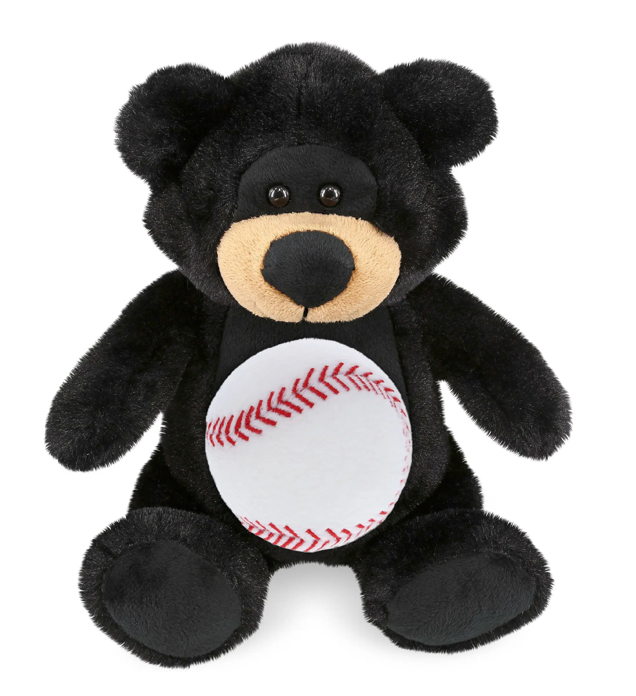 DOLLIBU 9" Black Bear Plush Baseball, Super-Soft Plush Texture Stuffed Toy, Ages 0+, Baseball Theme
