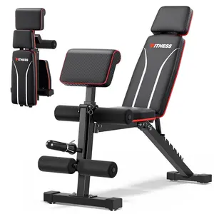 GIKPAL 7 Positions Adjustable Weight Bench with Extended Headrest & Preacher Curl,Foldable Workout Bench Olympic Weight Bench for Home Gym Full Body Strength Training,Support up to 800Lbs