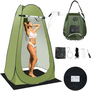 Portable Camping Privacy Shower Tent Kit with 5 Gallon Shower Bag - Upgraded Nozzle Perfect for Outdoor Camping Travel Changing Bathroom