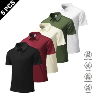 Men’s Sports Polo Shirt Pack of 5 – Casual, Versatile Everyday Tops