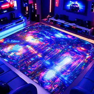 Colorful Fluorescent Carpet, 1 Count Washable Rectangular Polyester Carpet, Luminous Mat for Indoor and Outdoor Use