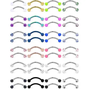 48 16g surgical steel snake eyes tongue ring curved barbell nipplerings nipple rings eyebrow rook piercing daith earrings for women men