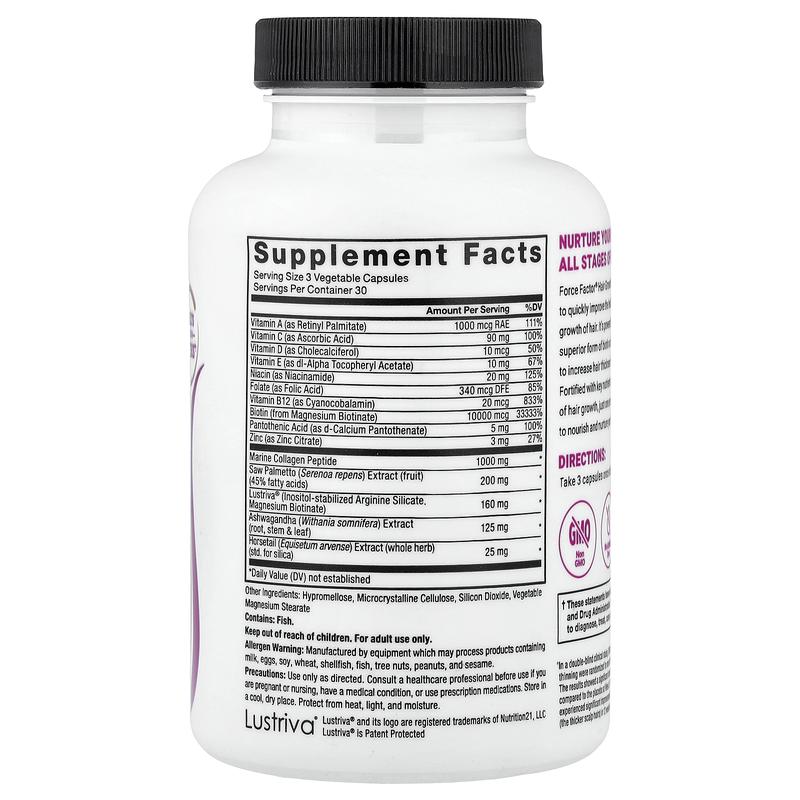 Force Factor Hair Growth Accelerator With Lustriva®, 90 Vegetable Capsules