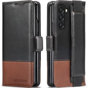 KEZiHOME for Galaxy Z Fold 5 Case, Genuine Leather Wallet Case [RFID Blocking] with Card Slots Stand Shockproof Protective Flip Phone Cover Compatible with Samsung Galaxy Z Fold 5