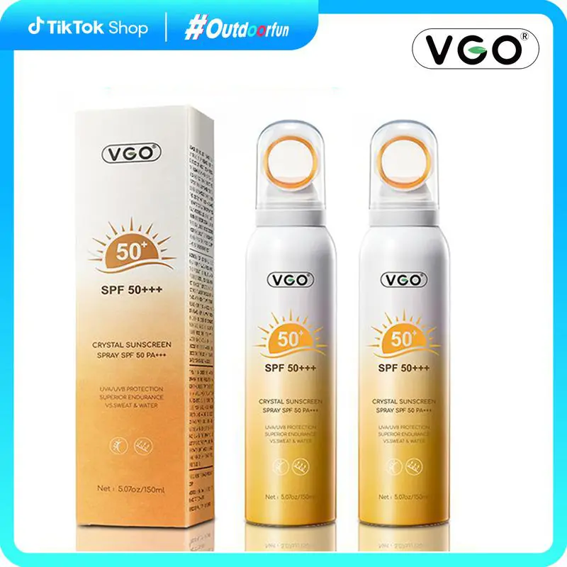 VGO Crystal Sunscreen Spray SPF 50 PA++++ Waterproof Sweatproof High-Efficiency Radiance Comfort Lightweight Fine Mist Spray Facial Skincare
