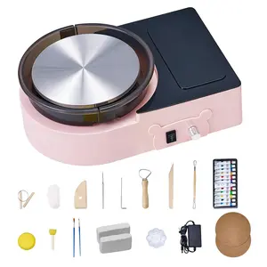 VEVOR Mini Pottery Wheel,  , 6 inch Turntable, Forward and Reverse Rotation, Adjustable Speed, Electric Clay Wheel for Kids and Adults, with Clay Shaping Tools, for Home DIY, Pottery Classes, Pink