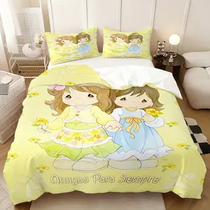 Precious Moments classic bed three-piece set, elegant printing including quilt cover double pillowcase, Christmas and New Year gifts intimate, dormitory bed and breakfast soft, film and television fans, animation fans collection gifts, Soft Bedding Sets