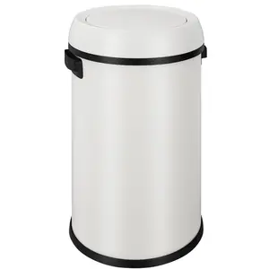 Garvee 17 Gallon / 65 L Swing Top Waste Can, Fingerprint-Resistant Stainless Steel Commercial Garbage Bin, Heavy Duty Round Container for Restaurant, Office, Home, White
