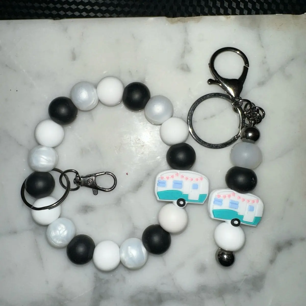 Camper wristlet keychain and keychain mini bundle