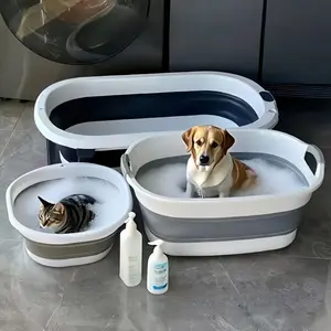 Portable Pet Foldable Bath Tub + Grooming Brush, Grooming Supplies, Non-Slip, Easy Storage, Gentle Care, Light, Multi-Functional Cleaning Solution