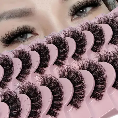 Fluffy False Eyelashes Cluster, Wispy DD Curl Russian Roll Faux Cluster Lashes, Volumized False Eyelashes, Volume False Eyelashes for Women & Girls Eye Makeup Enhancement, Christmas Gift
