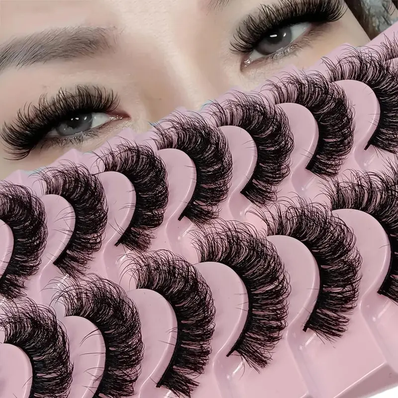 Fluffy False Eyelashes Cluster, Wispy DD Curl Russian Roll Faux Cluster Lashes, Volumized False Eyelashes, Volume False Eyelashes for Women & Girls Eye Makeup Enhancement, Christmas Gift