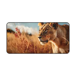 Echoes of the Plains – Lioness-Inspired Desk Mat non-slip rubber base rectangle large game mouse pad glorious mousepad