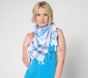 Denim & Co. Americana 100% Cotton Stars & Stripes Printed Scarf