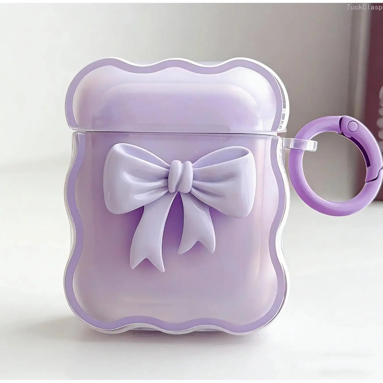 Compatible with AirPods 1 & 2, Cute Bow Pattern 3D Flower Design Soft TPU Protective Case, Shockproof Cover for Women, Pink Stylish Earphone Accessory for Everyday & Travel Use