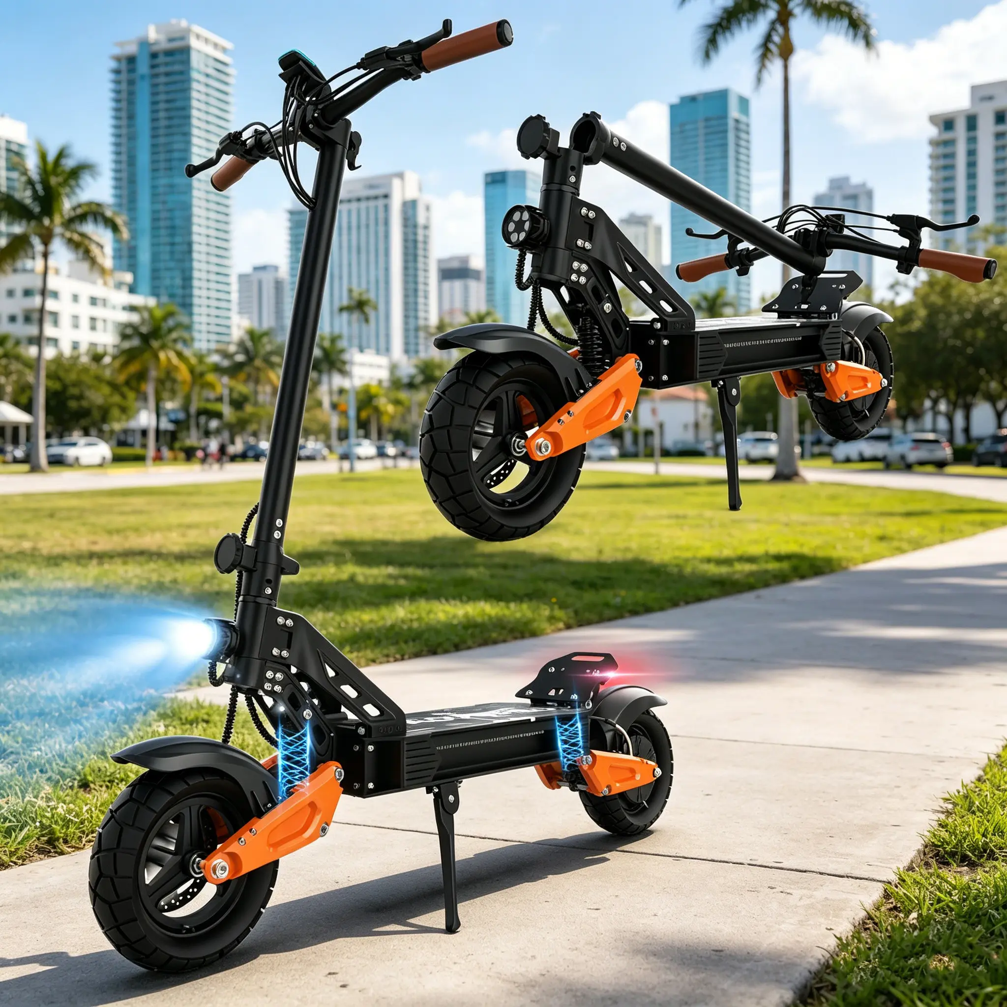 B Durable Off-Road Electric Scooter for Adults | 31MPH Max Speed, 30 Miles Range, 1200W Motor, 10" Pneumatic Tires, Dual Suspension & LED Display – Made for Daily Commute & Outdoor Adventures