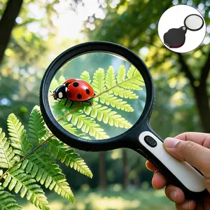 10x Handheld Magnifier with 4 LED Lights, 145mm Lens, Ideal for Outdoor Exploration, Reading, Hiking, Low Vision Friendly