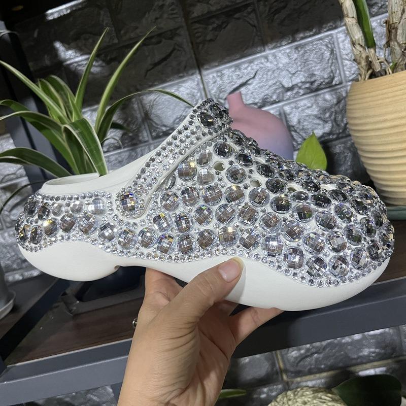 FoamFam Full Rhinestone Platform Clogs for Women Sparkly Chunky Thick Sole Clogs with Light Luxury Bling  All-Over Crystal Bedazzled Shoes Handmade Custom Glitter Clog