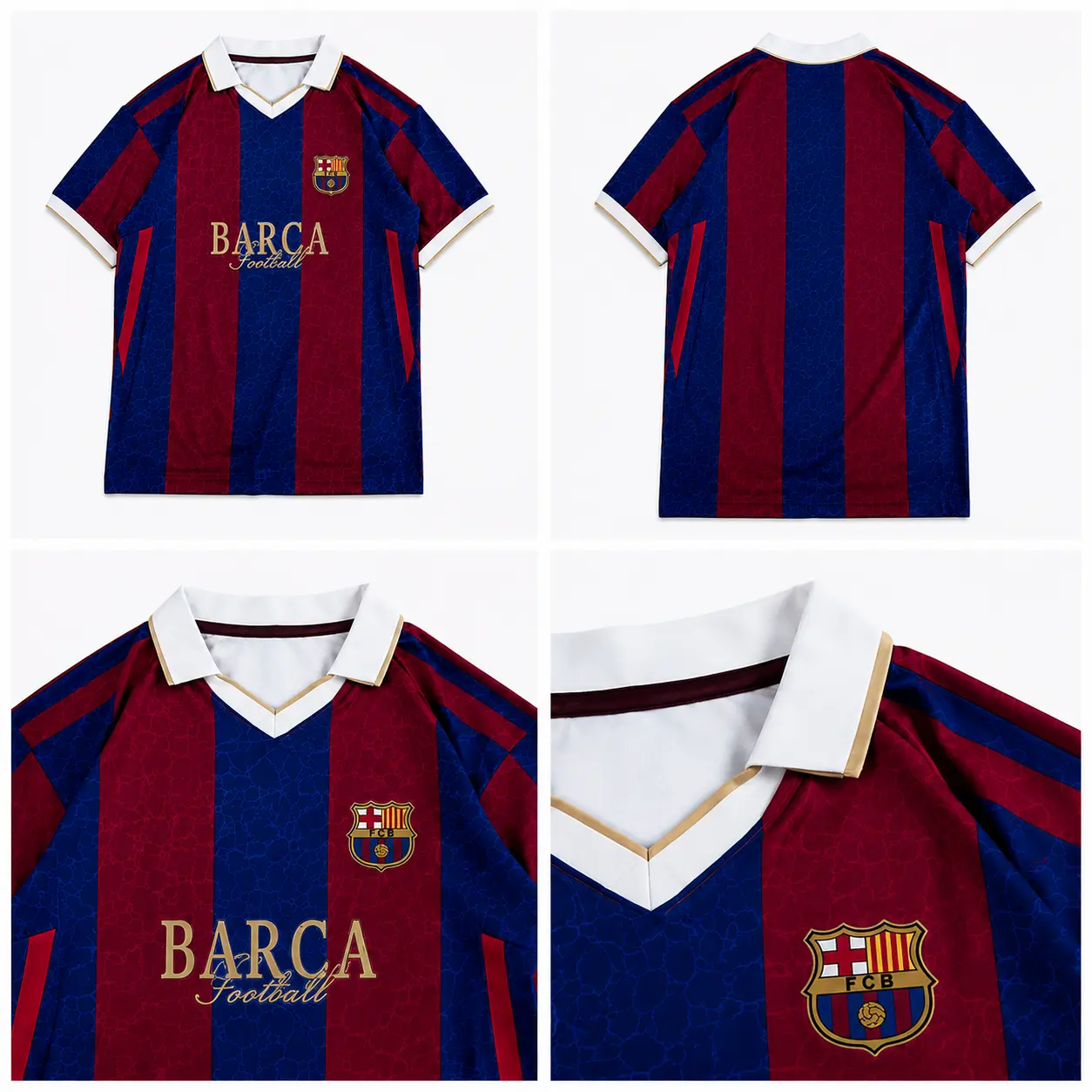 Premium Red x Blue Football Jersey, Barca Team, Retro Soccer Shirt