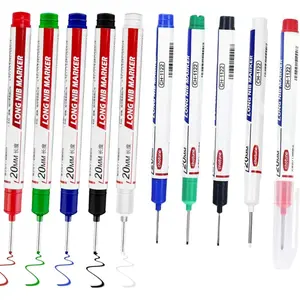 10 PCS Long Head Deep Hole Marker Pens, 20mm Deep Reach Markers, Long Nose Marker, Waterproof Construction Markers Marking Tool, Permanent Markers Carpenter Ink Marker Pens, Metal Marking Pen