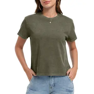 FAIABLE Unisex Vintage Washed T Shirt Heavyweight 100% Cotton Tee for Men Women Relaxed Fit Crewneck Casual Basic Tshirt Structured Short Sleeve Streetwear Tops Essential