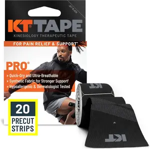 Pro Synthetic Kinesiology Athletic Tape, 20 Count, 10” Precut Strip