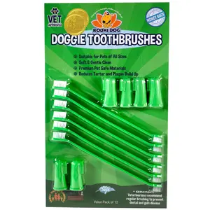 Bodhi Dog Dog Toothbrush Combo Pack - Soft Finger & Dual-Ended Long Toothbrushes for Dental Care, 6 Long & 6 Finger Brushes, Premium Dog Materials