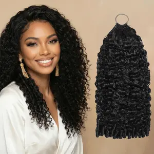 Sunber Black Feather Crochet Human Hair Extension Burmese Curly with Finger Coil Ends Micro Ring Loop Hook Slay Miracle Knots summerwins
