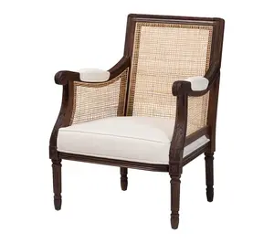 bali & pari Desmond Fabric and Natural Rattan Armchair