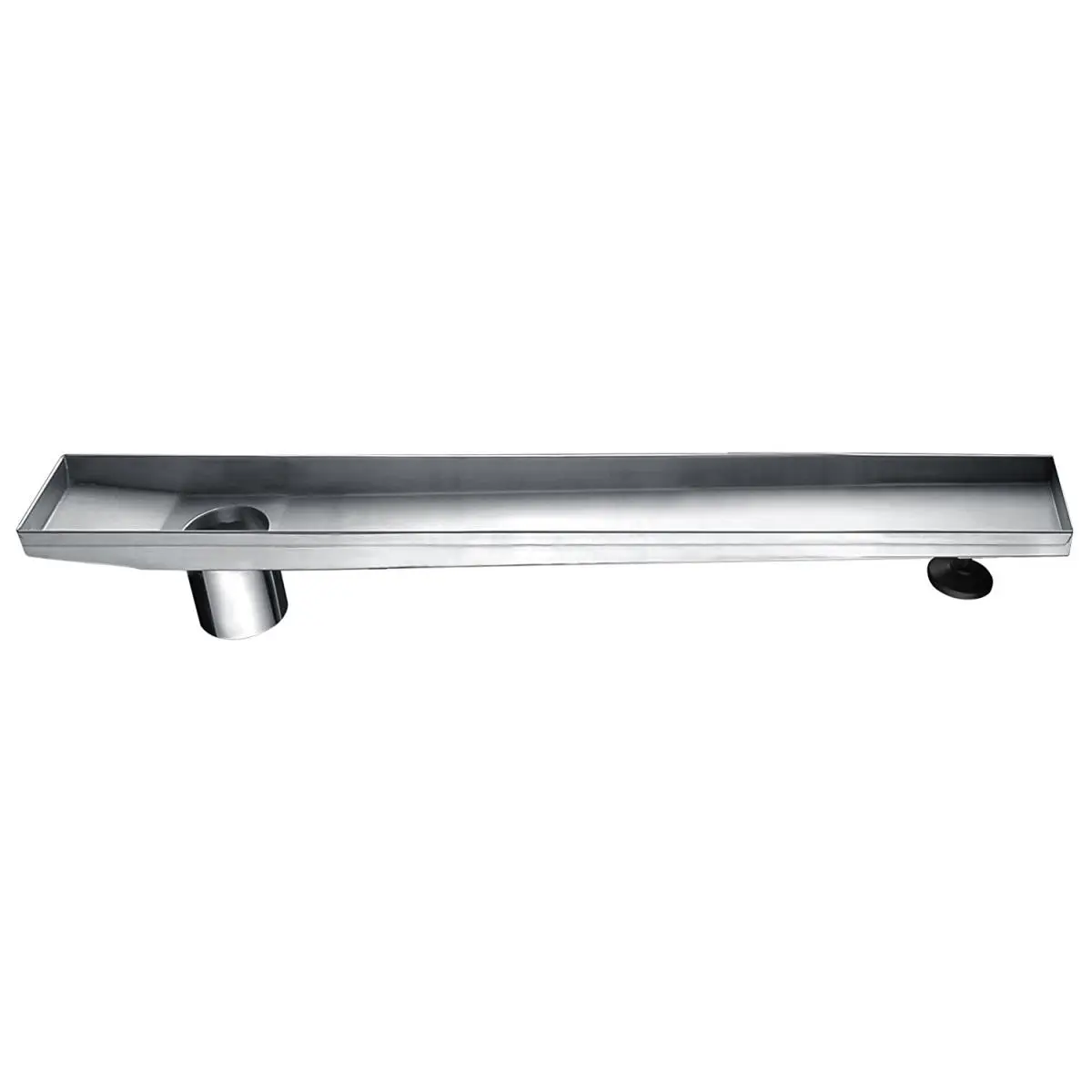 212 MAIN 24 in. Stainless Steel Shower Drain Channel with Side Outlet and Adjustable ft., Shower Bath Accessories