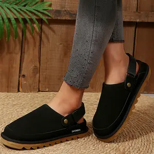 Women's Sandals Adjustable Back Strap Clogs Suede Slip On Casual Indoor Outdoor Shoes Springfresh