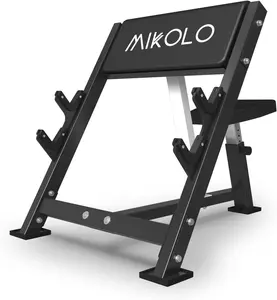 Mikolo Preacher Curl Bench with 2 Bar Holders for Home Gym - Seated Arm Isolated Barbell Dumbbell Bicep Station for Muscle Training Equipment