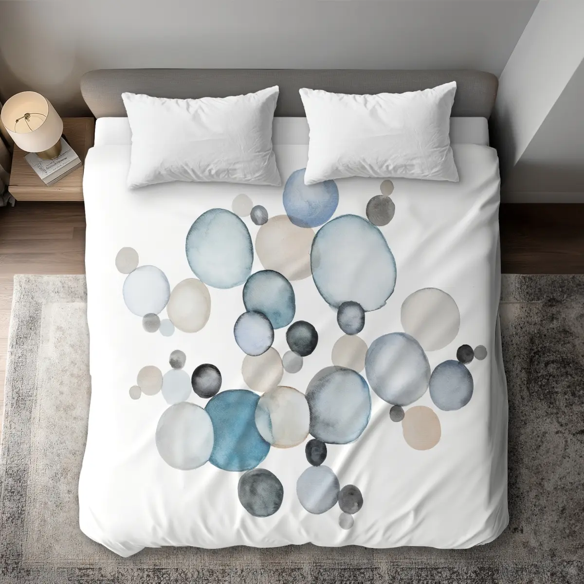 Begin Home Decor C1DCKSW0AX9XNF King Size Neutral Pebble Print Minimalist Abstract Duvet Cover - Breathable, Durable Microfiber Bedding Cover, Machine Washable, Year-Round Use