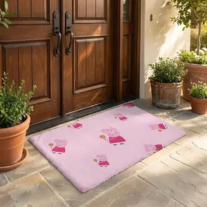 P-Peppa P-Pig Floor Mat Flannel Rug Ultra Soft, High Water Absorbent & Hypoallergenic, Machine Washable HD Custom Printed Non-Slip Floor Mat for Bathroom, Kitchen Bedroom