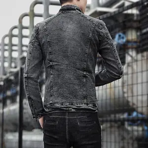 New men's denim jacket classic retro trendy street handsome lapel denim jacket high street fashion versatile men's clothing nowadays nyc