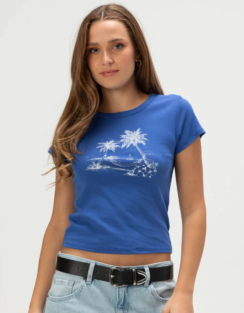 RSQ Womens Beach Scene Baby Tee