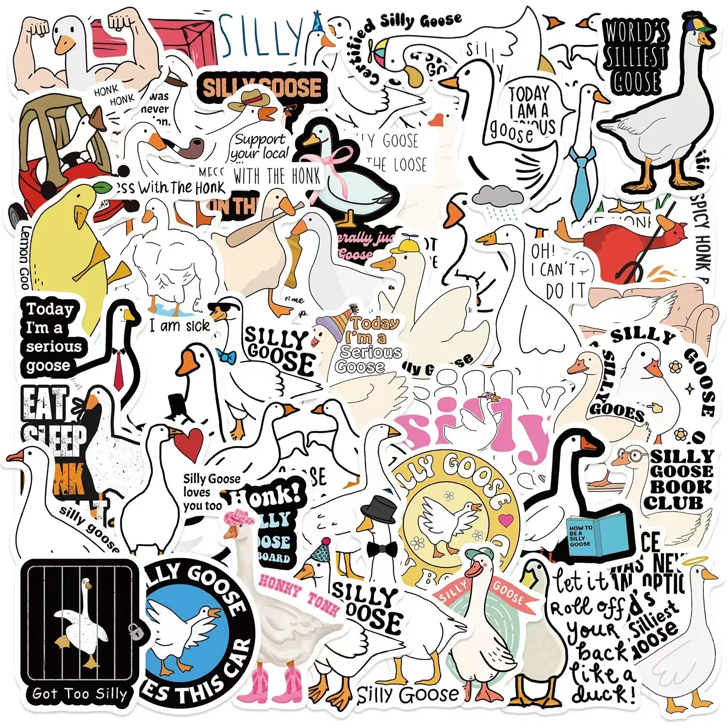 50 Cartoon Duck Stickers, Fun Graffiti Decals for Guitar Notebook Phone Case Luggage Skateboard Tablet, Waterproof Decorative Stickers