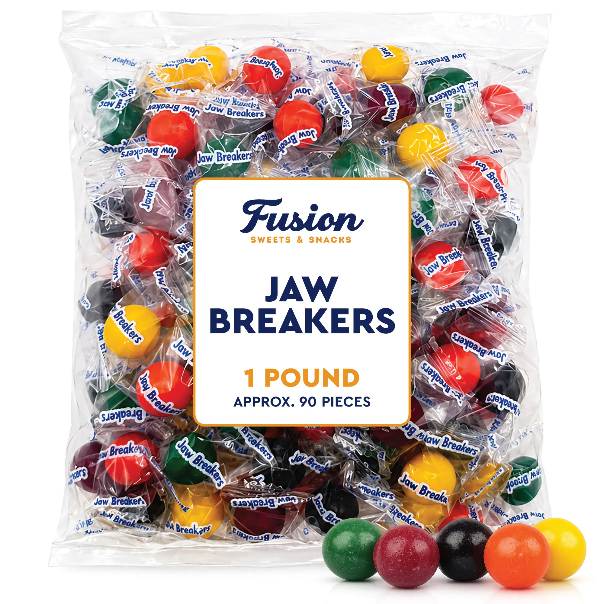 Jawbreakers 1 lb Bag - Individually Wrapped Large Hard Candy Balls, Assorted Colors, Long-Lasting Treats for Birthday, Easter, Valentines Day, School Events, Cupboard Stocking