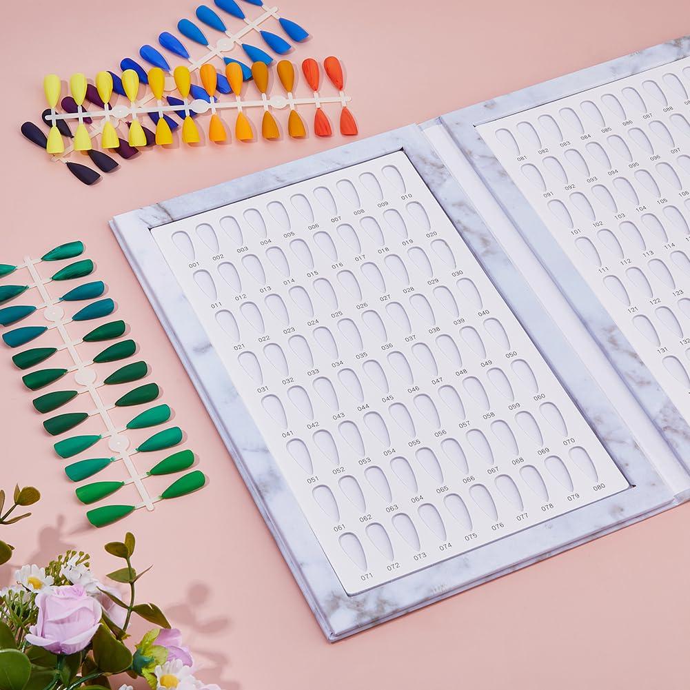 SUPERFINDINGS Nail Color Display Book with 240PCS Nail Tips Nail Gel Polish Display Board Nail Color Chart Display Book Nail Polish Sample Book with Replacement Tips Salon Tools