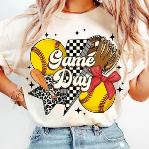 Softball Tshirt, Game Day Softball Tshirt, Retro Checkered Softball Mama Tshirt, Softball Mom Tshirt, Leopard Softball Coquette, Retro Softball Mom Tshirt