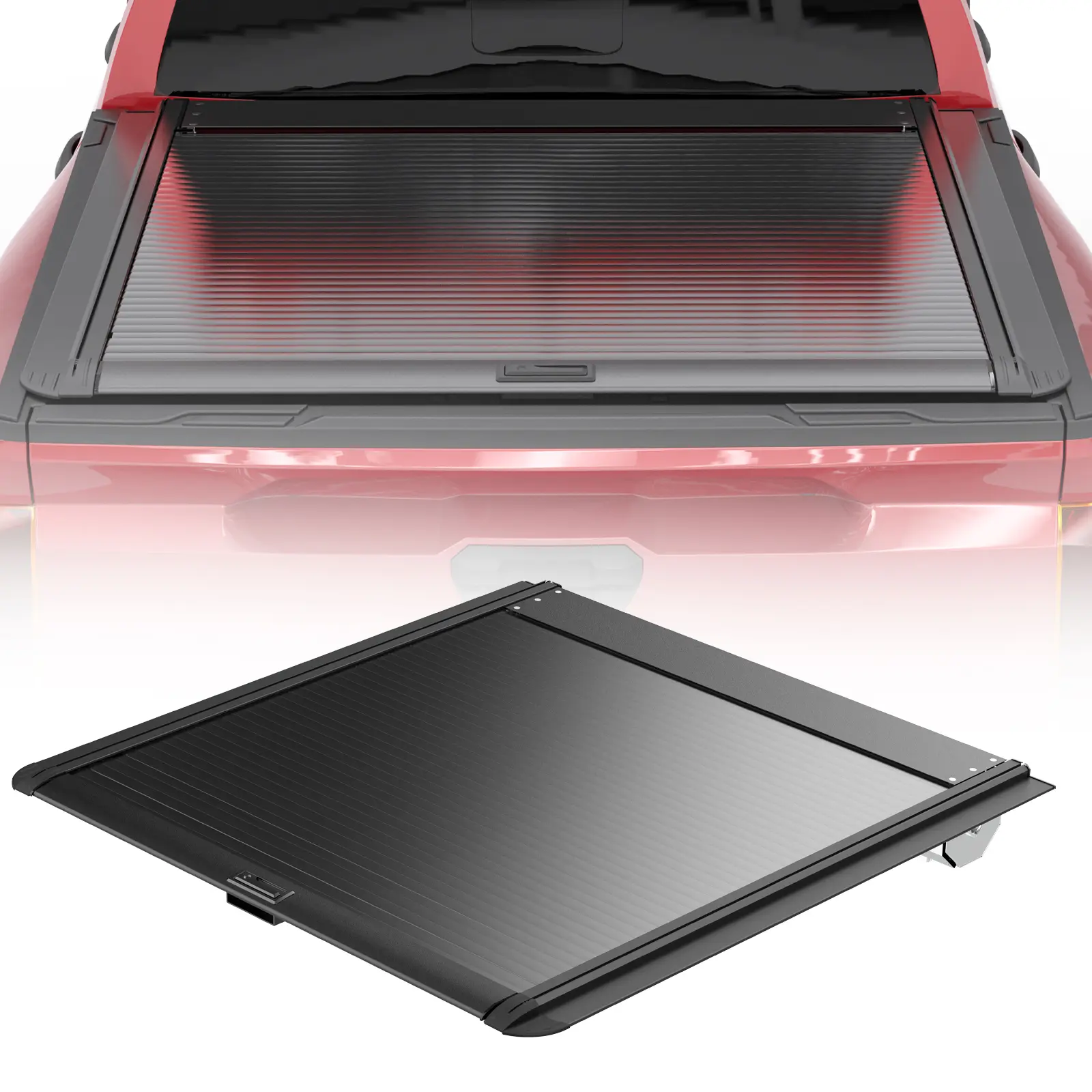 Aluminium Retractable Hard Tonneau Cover, 5 FT Heavy Duty Automatic Truck Bed Cover with Mechanical Lock & Key System, T-Slot & Roll Bar Brackets, Seamless Fit for Toyota Tacoma 2024-2025, All Seasons & Snowy Conditions Compatible, Automatic Retractable