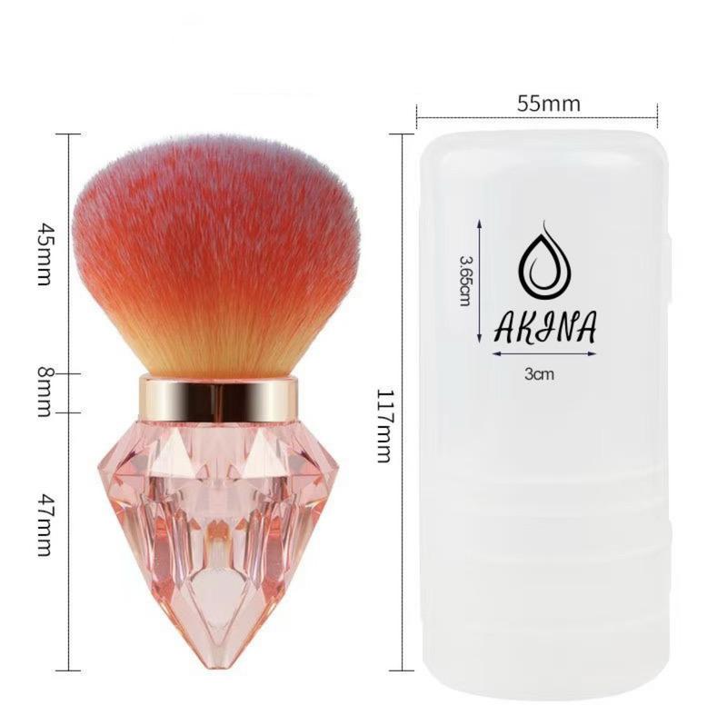AKINA Luxury Crystal Diamond Makeup Brush - Gem-Cut Handle in Crystal Rose Pink Blue & Clear - Ultra Soft Gradient Bristles - Lightweight Durable Design for Precision Application