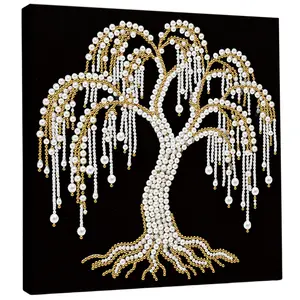 DIY Pearl Painting Art Kits for Adults Beginners Home Wall Decor Pearl Gem Paintings Picture Arts Craft 25x25cm With Frame