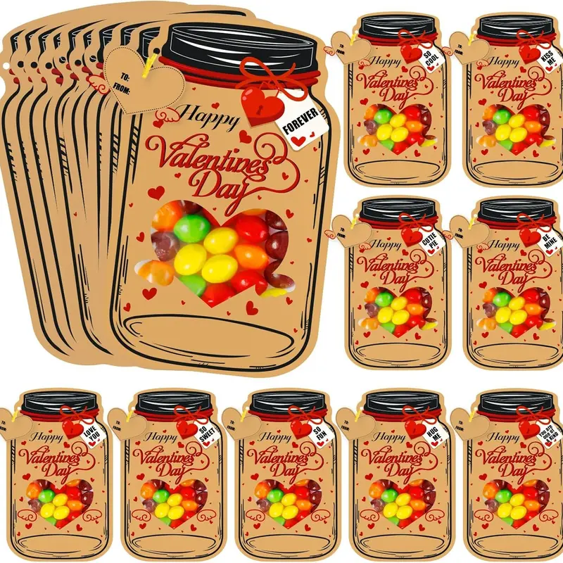 50Pcs Children's Positive Message Cards - Valentine's Day Candy-Free Loose Mason Jar Gift Exchange Cards for Classroom School Party Supplies, Positive Message Card