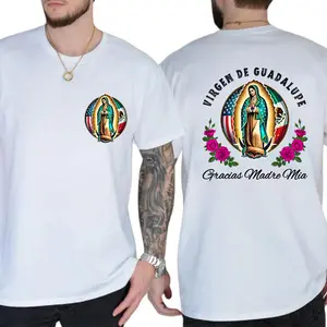 Virgen de Guadalupe Gracias Madre Mia T-Shirt – Mexican American Flag Catholic Tee, Our Lady of Guadalupe Religious Shirt, Faith Gift for Men & Women