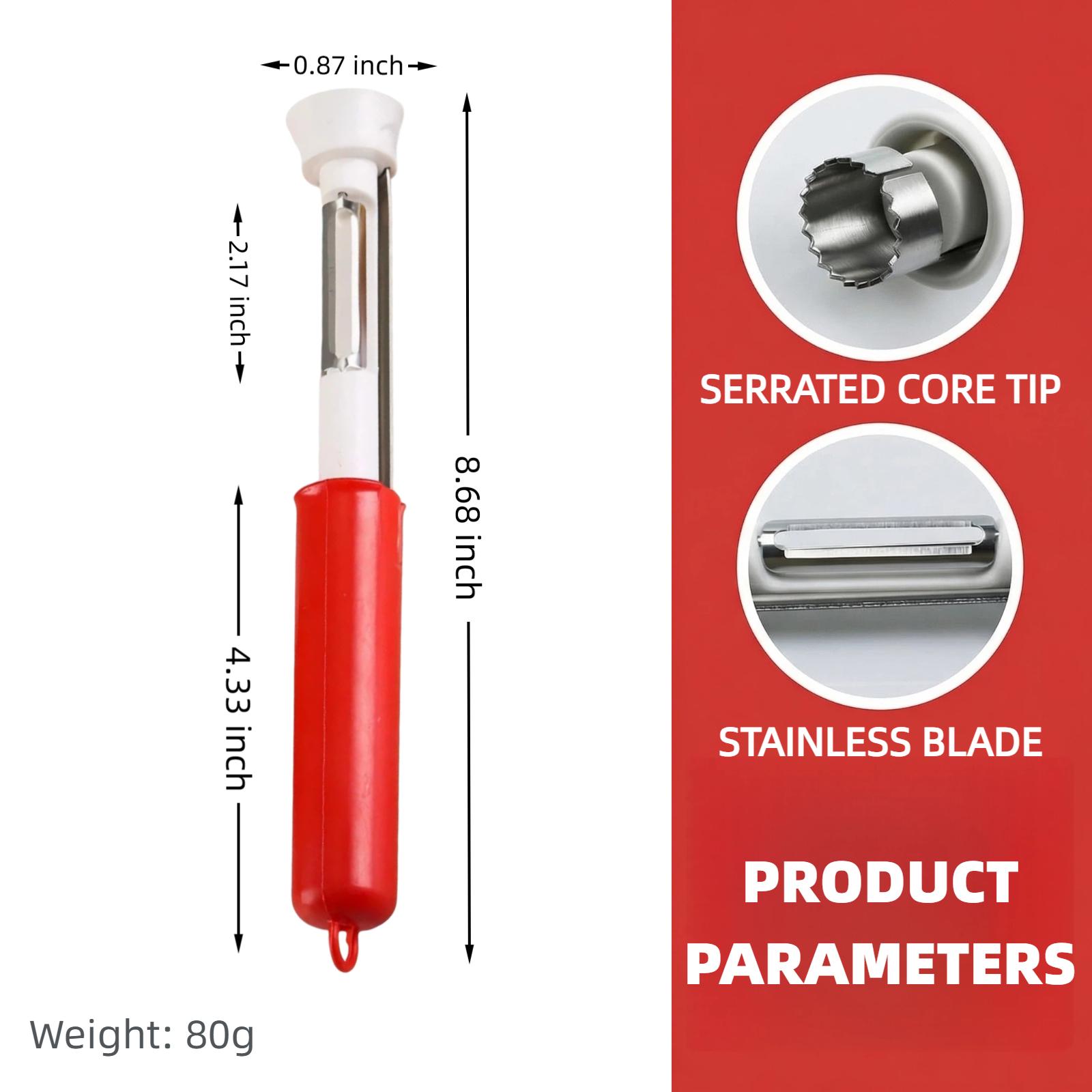 2 in 1 Apple Corer and Peeler Tool, 2026 Upgrade Stainless Steel Red Bell Pepper Seed Corer, Multi-Purpose Apple Corer for Home Kitchen, Vegetable Fruit Kitchen Gadget (1, Red)