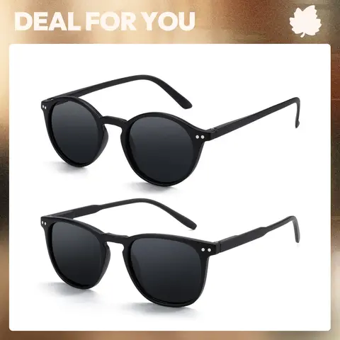 ZENOTTIC 2pcs Women's Polarized Sunglasses - Casual Style Eyewear, Full Rim Round/Square Frames, Classic Vintage Design, Ideal for Beach Holidays, Couple Gift, Classic Vintage Sunglasses, Trendy Vintage Sunglasses